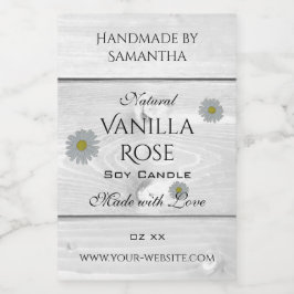 Moderne witte houtkorrels Etiket Daisy Flower