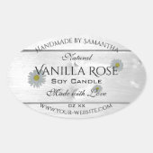 Moderne witte houtkorrels Etiket Daisy Flower (Voorkant)