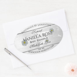 Moderne witte houtkorrels Etiket Daisy Flower