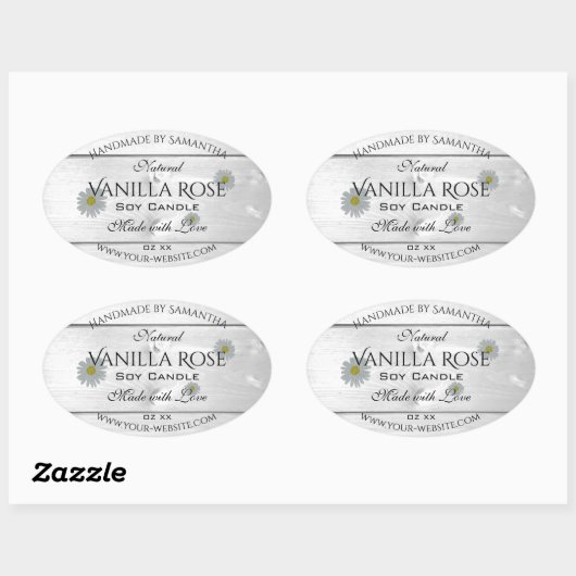 Moderne witte houtkorrels Etiket Daisy Flower (Vel)