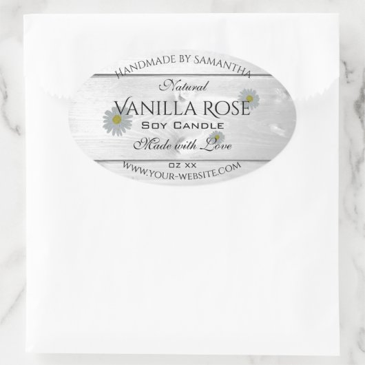 Moderne witte houtkorrels Etiket Daisy Flower (Tas)