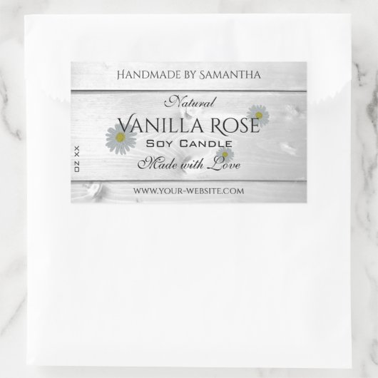 Moderne witte houtkorrels Etiket Daisy Flower (Tas)