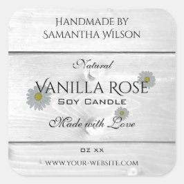 Moderne witte houtkorrels Etiket Daisy Flower