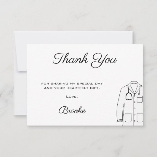 Moderne witte jas ceremonie dank u bedankkaart (Voorkant)