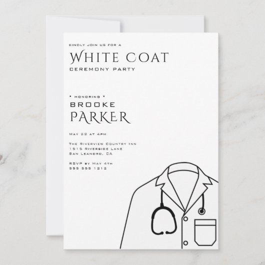 Moderne witte jas ceremonie feest kaart (Voorkant)