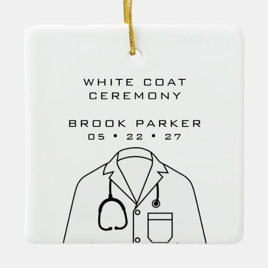 Moderne witte jas ceremonie Gefeliciteerd Keramisch Ornament (Voorkant)