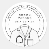 Moderne Witte Jas Ceremonie Party Uitnodiging Ronde Sticker (Voorkant)