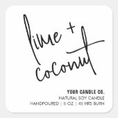 Moderne witte kaars / zeep-productlabel vierkante sticker (Voorkant)