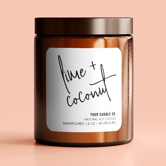 Moderne witte kaars / zeep-productlabel vierkante sticker