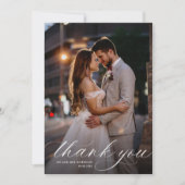 moderne witte kalligrafie bruiloft bedankkaart (Voorkant)