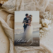 moderne witte kalligrafie bruiloft bedankkaart