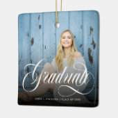 Moderne witte kalligrafie Foto Afstuderen Keramisch Ornament (Links)