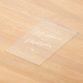 Moderne witte kalligrafie script heldere trouw acryl uitnodigingen (Laagn)