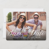 Moderne witte kalligrafie script minimalistische f save the date (Voorkant)