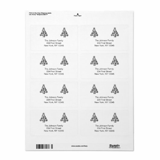 Moderne witte kerst retour adreslabels etiket (Full Sheet)