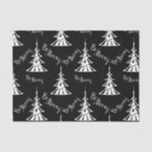 Moderne witte kerstbomen met zwarte kerst tissuepapier (Voorkant)