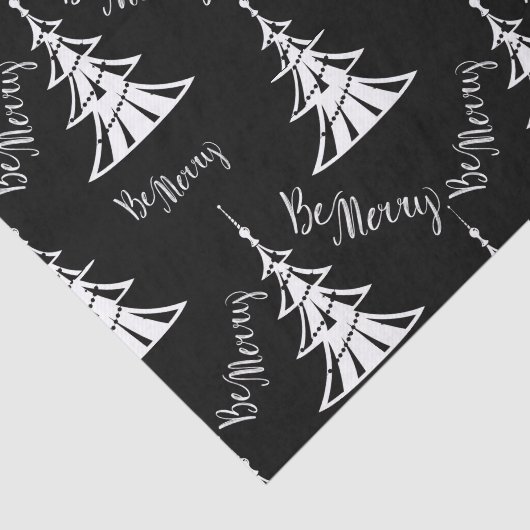 Moderne witte kerstbomen met zwarte kerst tissuepapier (Detail)