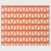 Moderne witte kerstbomen op Oranje Cadeaupapier (Vlak)