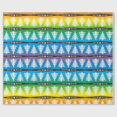 Moderne witte kerstbomen op regenboog cadeaupapier (Vlak)