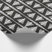 Moderne witte kerstbomen op zwart cadeaupapier (Hoek)