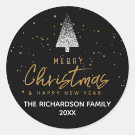 Moderne witte kerstboom ronde sticker