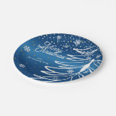 Moderne Witte Kerstboom & Sneeuwvlokken Papieren Bordje (Gekanteld)