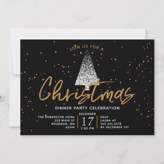 Moderne Witte Kerstboom Uitnodiging (Voorkant)