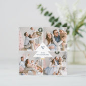 Moderne witte kerstboommonogram Vier Foto Feestdagenkaart (Staand voorkant)
