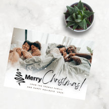 moderne witte kerstkaart familie Stijlvol