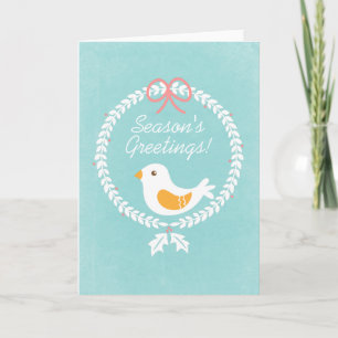 Moderne Witte Kerstkrans Met Duif Feestdagen Kaart