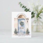 Moderne Witte Kerstmisdeur Nieuw Huis Bewegen Feestdagenkaart (Staand voorkant)