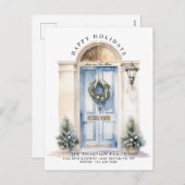 Moderne Witte Kerstmisdeur Nieuw Huis Bewegen Feestdagenkaart (Voorkant / Achterkant)