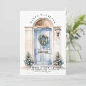 Moderne Witte Kerstmisdeur Nieuw Huis Bewegen Feestdagenkaart (Staand voorkant)