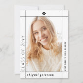 Moderne witte Klasse van 2025 afstuderen foto Aankondiging (Voorkant)