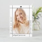 Moderne witte Klasse van 2025 afstuderen foto Aankondiging (Staand voorkant)