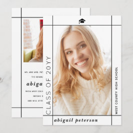 Moderne witte Klasse van 2025 afstuderen foto Aankondiging