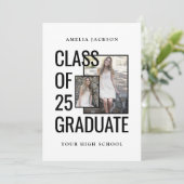 Moderne Witte Klasse van 25 Afstudeerder Foto's Op Kaart (Staand voorkant)