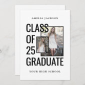 Moderne Witte Klasse van 25 Afstudeerder Foto's Op Kaart (Voorkant / Achterkant)