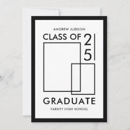 Moderne witte klasse van 25 foto Afstuderen Aankondiging