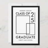 Moderne witte klasse van 25 foto Afstuderen Aankondiging (Voorkant)
