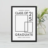 Moderne witte klasse van 25 foto Afstuderen Aankondiging (Staand voorkant)