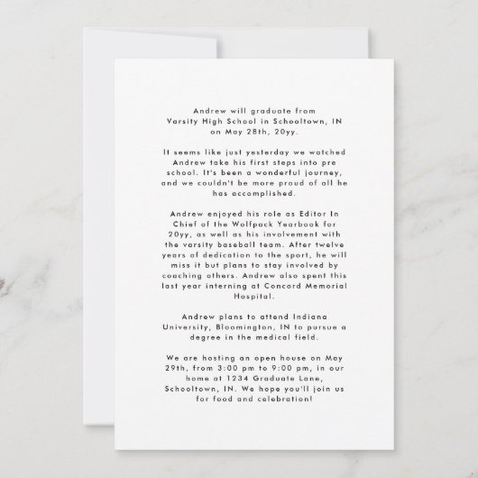 Moderne witte klasse van 25 foto Afstuderen Aankondiging (Achterkant)