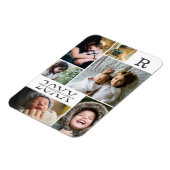 Moderne witte kleur blok familie 6 foto collage magneet (Linkerzijde)