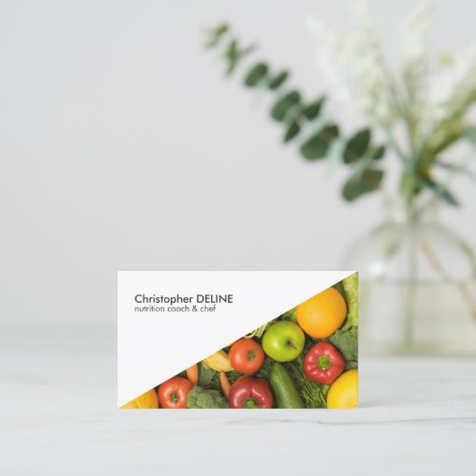Moderne witte, kleurrijke voedingsvoedingsstof visitekaartje (Staand voorkant)