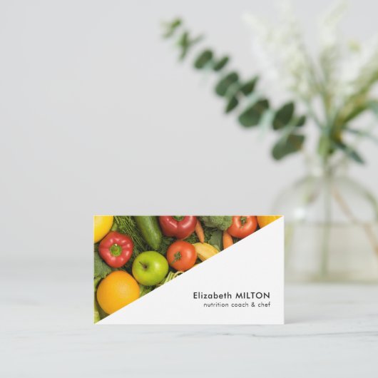 Moderne witte, kleurrijke voedingsvoedingsstof visitekaartje (Staand voorkant)