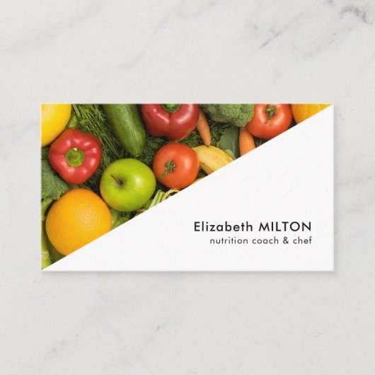 Moderne witte, kleurrijke voedingsvoedingsstof visitekaartje (Voorkant)
