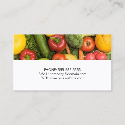 Moderne witte, kleurrijke voedingsvoedingsstof visitekaartje (Achterkant)