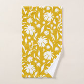 Moderne witte kloonbloemen op mosterdgeel bad handdoek (Handdoek)