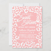 Moderne Witte Koraal Cheetah Leopard Sweet 16 Foto Kaart (Voorkant)