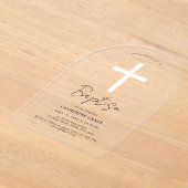 Moderne Witte Kruis doop en doop Acryl Uitnodigingen (Laagn)